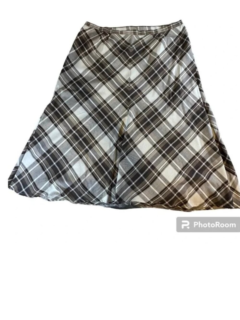 Maggie Barnes Women's 3X Plus Brown Plaid A-Line Maxi Skirt Vintage